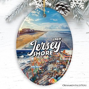 Vibrant Jersey Shore Ceramic Ornament, Tropical New Jersey Vacation in Atlantic Ocean Christmas Souvenir| OrnamentallyYou - 1 of 4
