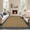 Modern Bordered Living Room Rugs, Washable Soft Floral Bedroom Rugs Non Slip, Farmhouse Solid Home Decor Carpet - 2 of 4