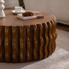 YUHAO 31 in. Drum Fluted Modern Round Coffee Table, Mid Century Circle Center Coffee Tables with Sturdy Pedestal - 2 of 4