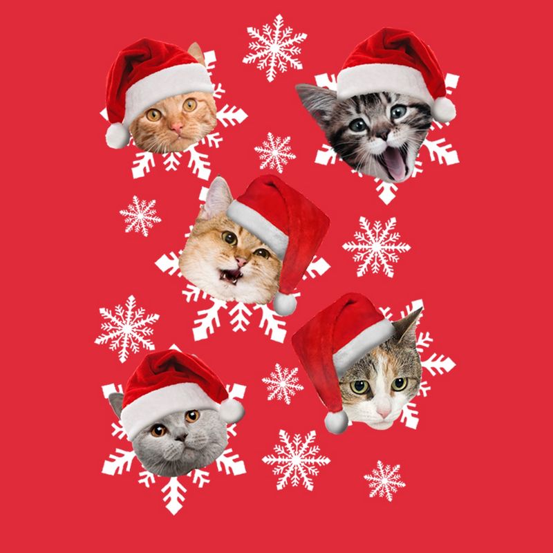 Women's Lost Gods Ugly Christmas Cat Snowflakes Sweatshirt, 2 of 5