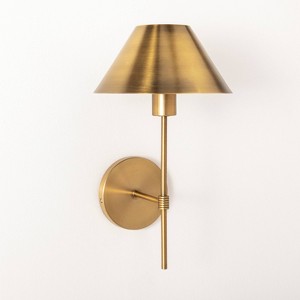 Metal Sconce Wall Light (Includes LED Light Bulb) Brass - Threshold™ designed with Studio McGee: Dimmable, Plug-In, ETL Listed - 1 of 4