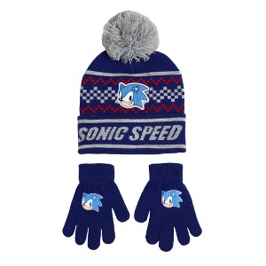 Sonic The Hedgehog Sonic Speed 2-Pack Youth Knit Beanie & Gloves Set - 1 of 2