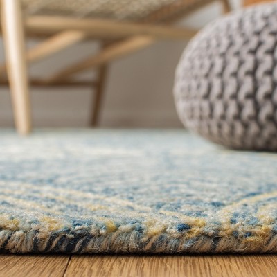 Light Blue Hand-Tufted Wool Square Area Rug 5' x 5'