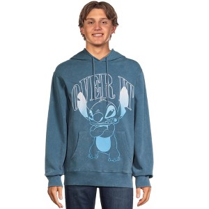 Seven Times Six Disney Stitch Hoodie Men's Over It Character Design Pullover Sweatshirt - 1 of 4
