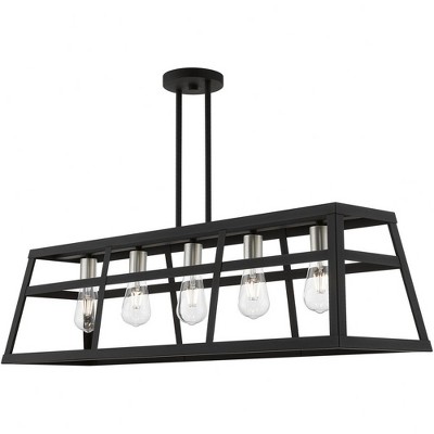 Schofield Black and Brushed Nickel 5-Light Linear Chandelier
