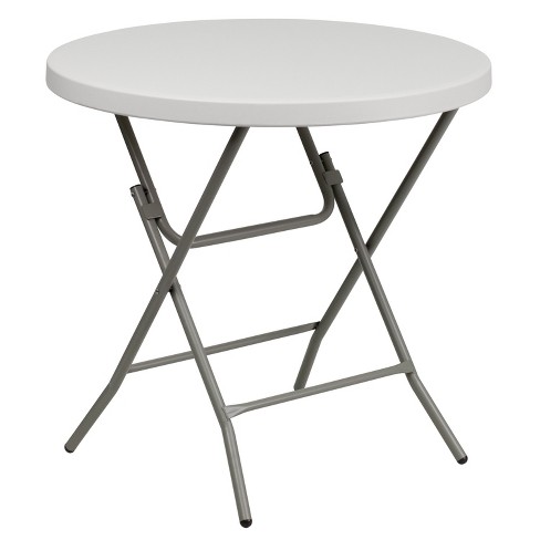 Flash Furniture 2.63-foot Round Granite White Plastic Folding Table ...