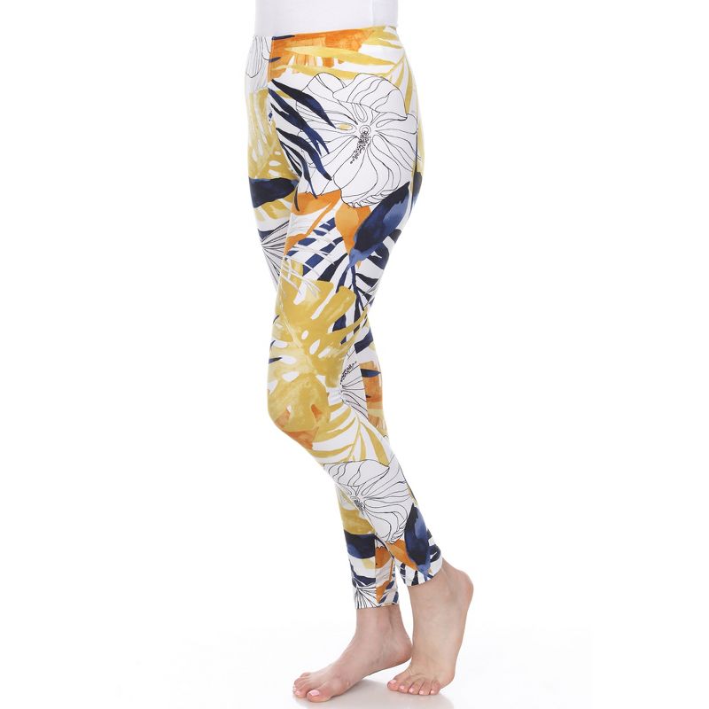Women's Super Soft Tropical Printed Leggings - White Mark, 3 of 6