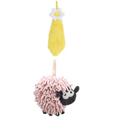 REGALWOVEN Flower and Sheep Shape Absorbent Fast Drying Chenille Hand Towels with Hanging Loop 6" x 15"/7" x 7" 2 Packs