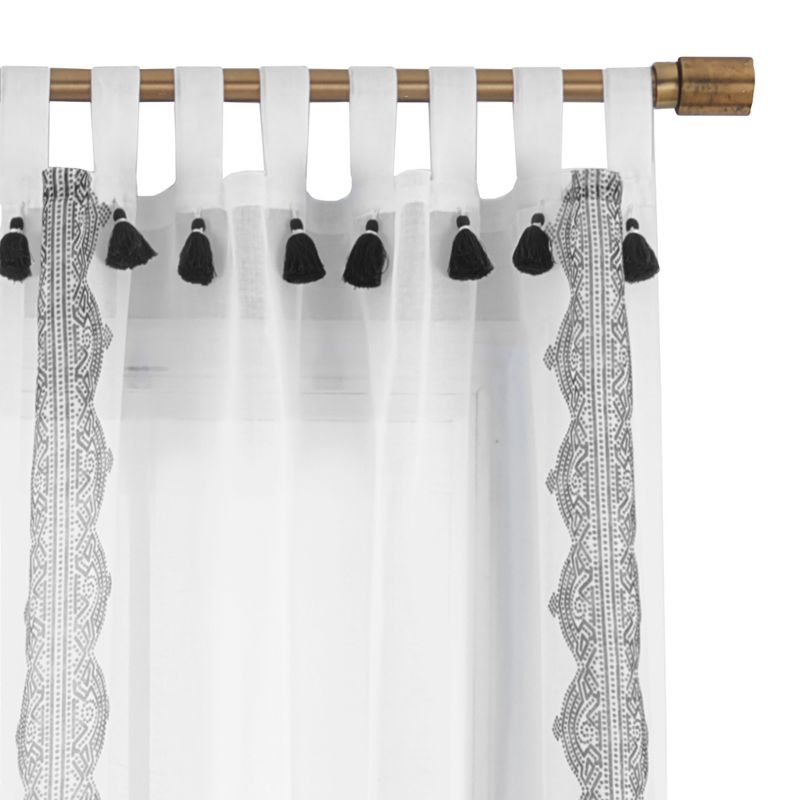 Shilo Boho Sheer Tab Top Single Window Curtain Panel with Tassels - Parent - Elrene Home Fashions, 2 of 4