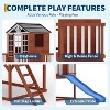 2-Story Cedar Kids Playhouse,Outdoor Wooden Fort w/ Slide & Climbing Wall - Elevated Backyard Playhouse, Easy Setup, Weather-Resistant - 4 of 4