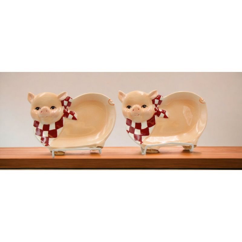 Kevins Gift Shoppe Set of 2 Ceramic Pig Candy Dish, 3 of 4
