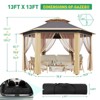 13'x13'Pop Up Gazebo,Hexagonal Canopy Shelter with 6 Zippered Mesh Netting, Event Tent with Strong Steel Frame for Patio Backyard Garden Wedding Party - 3 of 4