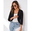 Coolmee Women Soft Stretchy Lightweight Cardigan Blazer Front Open Three quarter Slit Sleeve Business Casual Blazer Jackets - 3 of 4