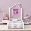 Bellemave Twin Size Metal House Platform Bed with Guardrail and Chimney, White - 2 of 4