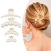 Unique Bargains Women's Birthday Business Gift Elegant Styling Pearl Hair Clips and Pins Champagne White 4 Pcs - 2 of 4
