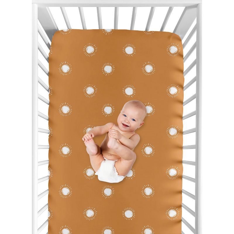 Sweet Jojo Designs Gender Neutral Baby Fitted Crib Sheet Boho Sun Orange and White, 5 of 8