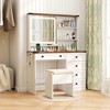 Tangkula Farmhouse Vanity Set w/ Mirror and Lights Dressing Table & Chair Set - 2 of 4