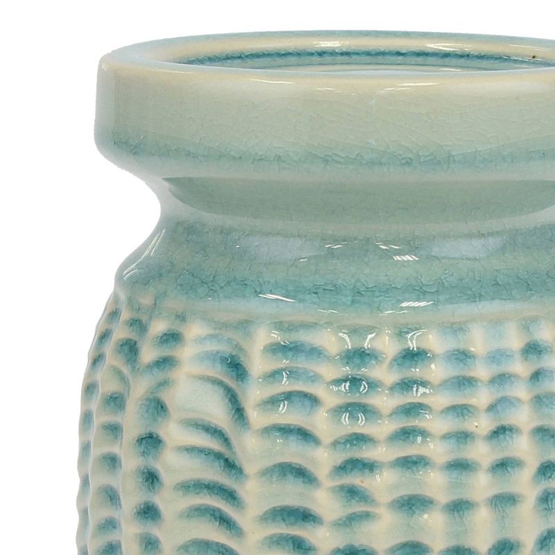 5.6&#34; Decorative Coastal Ceramic Pillar Candle Holder Seafoam Green - Stonebriar Collection, 3 of 7