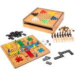 Toy Time 7-in-1 Combo Game Board and Piece Set - Chess, Checkers, Chinese Checkers, Backgammon, Ludo, Dominoes, Tic-Tac-Toe