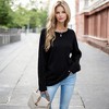 Amaryllis Women's Cable Knit Sleeve Crew Neck Sweater Long Sleeve Cozy Soft Knit Oversized Fit - 4 of 4