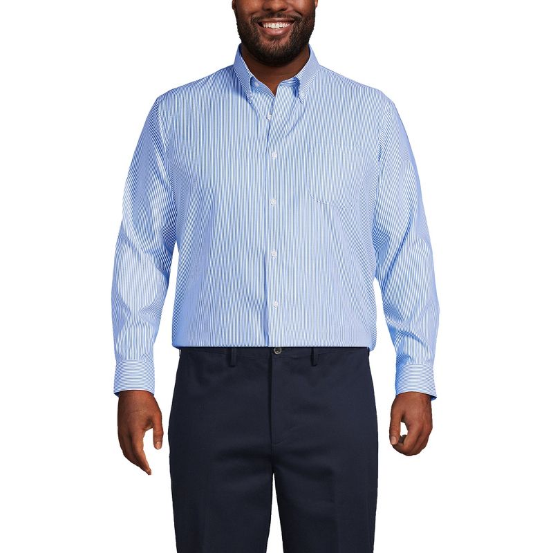 Lands' End Men's Traditional Fit Solid No Iron Supima Pinpoint Buttondown Collar Dress Shirt, 1 of 5