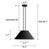 LLHZSY 1-Light Modern Industrial Black Pendant Chandeliers with Metal Cone Shade for Dining Room - 16 1/2" - 3 of 4