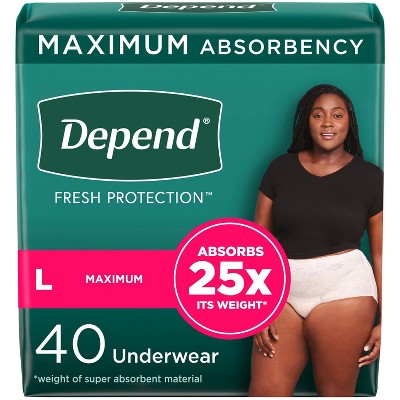 Depend Fresh Protection Adult Incontinence & Postpartum Underwear for Women - Maximum Absorbency - L - Blush - 40ct