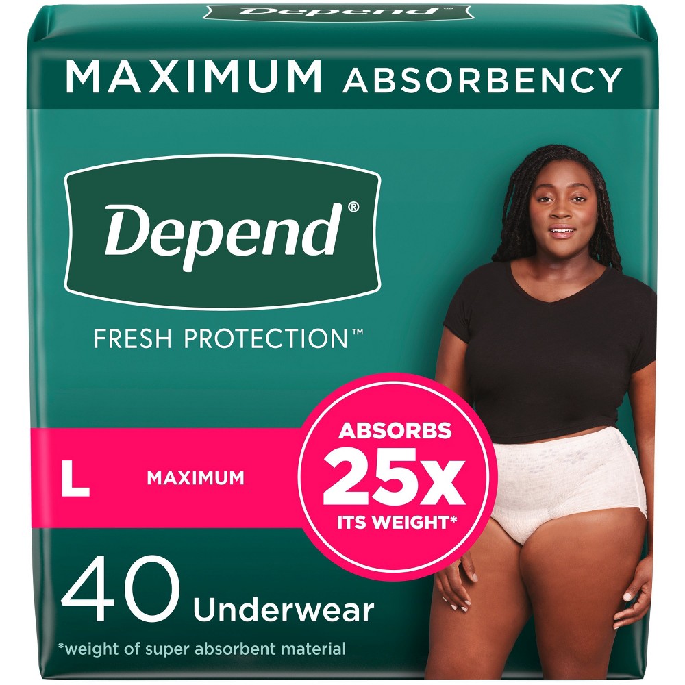 Depend Fresh Protection Adult Incontinence & Postpartum Underwear for Women - Maximum Absorbency - L - Blush - 40ct