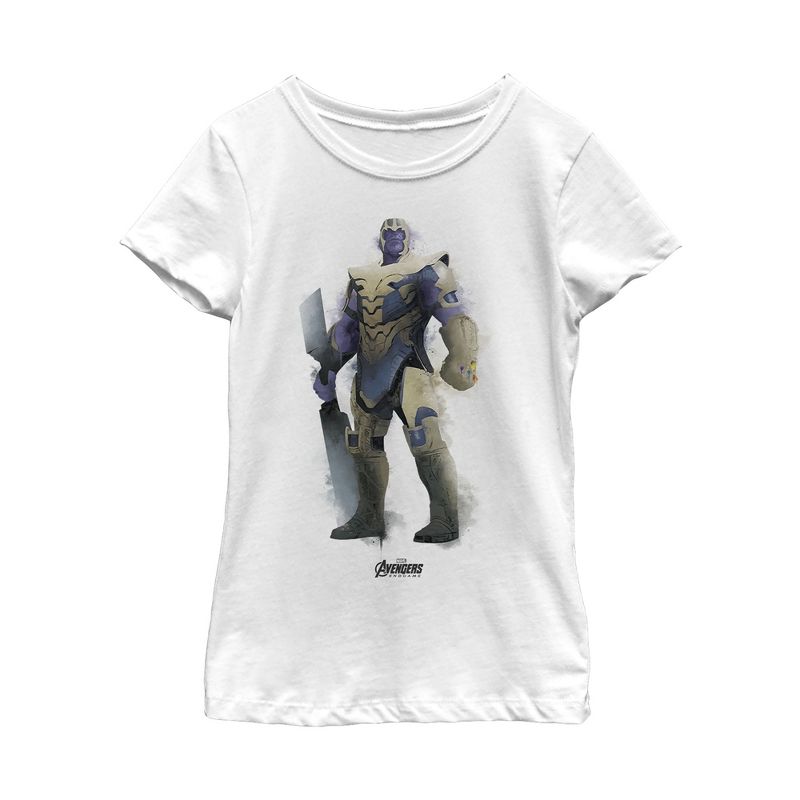 Girl's Marvel Avengers: Endgame Thanos Spray Paint T-Shirt, 1 of 5