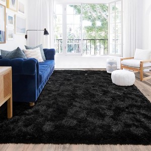 LOVEVOOK Large Area Rugs for Living Room Bedroom, 10x14 Feet Black Fluffy Shag Rugs, Modern Indoor Floor Carpet for Home Decor Aesthetic - 1 of 4