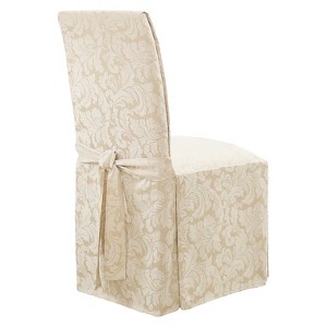 Champagne Long Dining Room Chair Slipcovers - Sure Fit , Beige