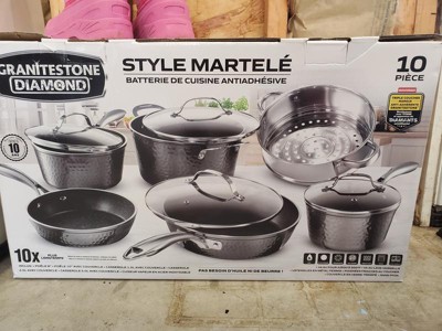 Best Buy: Granitestone Non Stick 10pc Cookware Set Hammered Pewter