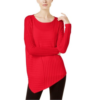 I.N.C International Concepts Womens Asymmetrical Knit Sweater, Red, Small