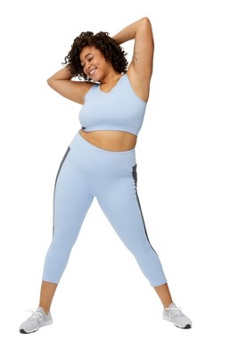 Tomboyx Workout Leggings, 7/8 Length High Waisted Active Yoga Pants With Pockets  For Women, Plus Size Inclusive (xs-6x) Chrome Blue 4x Large : Target