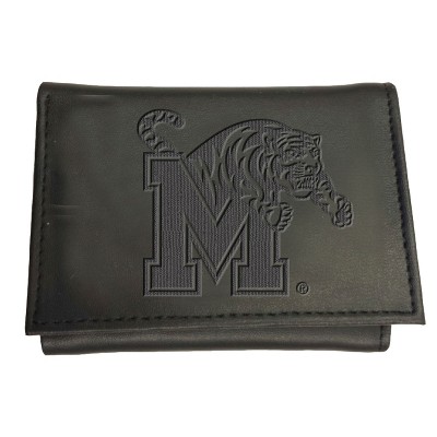 Evergreen NCAA Memphis Tigers Black Leather Trifold Wallet Officially Licensed with Gift Box
