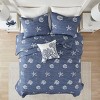 4 Piece Cotton Reversible Embroidered Quilt Set with Throw Pillow Navy King/Cal King - 2 of 4