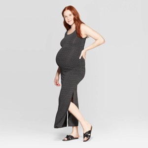 Maternity Striped Sleeveless U-Neck Knit Maxi Dress - Isabel Maternity by Ingrid & Isabel Black S, Women