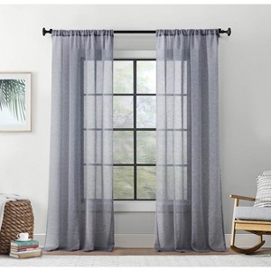 HLC.ME Penelope Faux Linen Textured Privacy Sheer Light Filtering Rod Pocket Curtains Panels, Set of 2 - 1 of 4