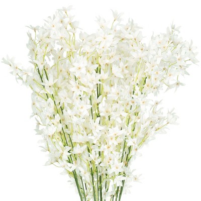 REGALWOVEN Real Touch Silk Artificial Flowers Orchids in Bulk with Stem for Decoration 44.4" 6 Pcs