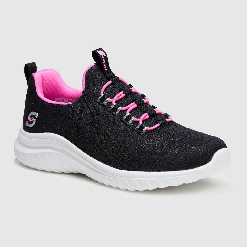 S Sport By Skechers Kids' Vana Sneakers - Black 13: Slip-On, Cushioned Insole, Flexible EVA Outsole, Round Closed Toe