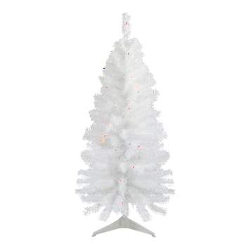 Northlight 4' Pre-Lit White Pine Slim Artificial Christmas Tree - Multi Lights