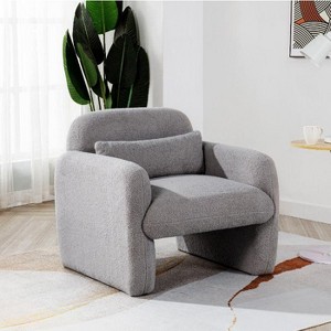 CAVINAS Teddy Fabric Accent Chair with Pillow and Armrests, Cozy Single Sofa Chair for Living Room, Bedroom, Study - 1 of 4