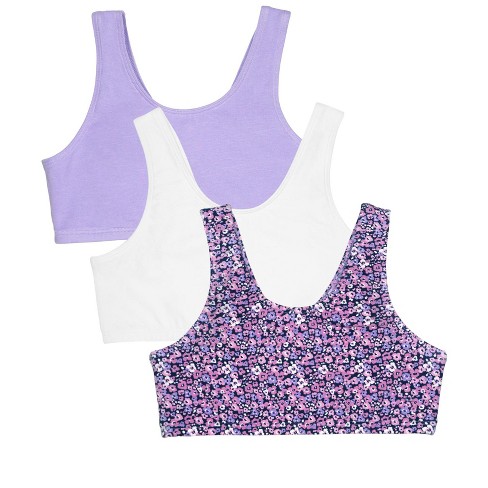 Fruit Of The Loom Girls' Built Up Sports Bra 3-pack Ditsy Blooms