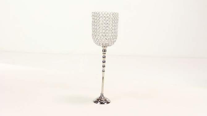 19&#34; x 6&#34; Glam Inverted Bell Shaped Aluminum Iron and Crystal Candle Holder - Olivia &#38; May, 2 of 6, play video