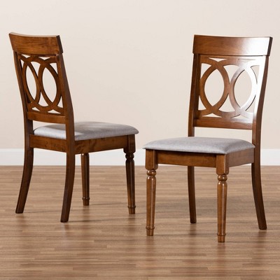 Walnut Brown and Grey Upholstered Cane Side Chair Set