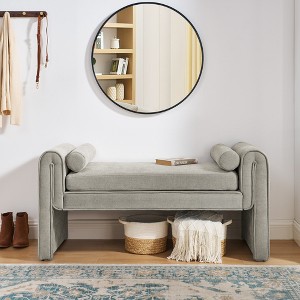 VYNXARIA Bedroom stool, linen fabric stool, large space, 50.39 inches, can be used for bed end, living room, entrance - 1 of 4