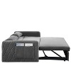 Racxily 55" Modern Velvet Convertible Sofa Bed - Pull Out Loveseat Sofa Bed with Grid Armrests, 2 Pillows, Pockets (Grey) for Bedroom/Studio - 4 of 4