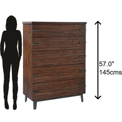 Mid-Century Gray and Brown 5-Drawer Vertical Dresser