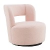 Teddy light pink swivel bucket chair, made of soft teddy fabric, round decorative chair - 3 of 4