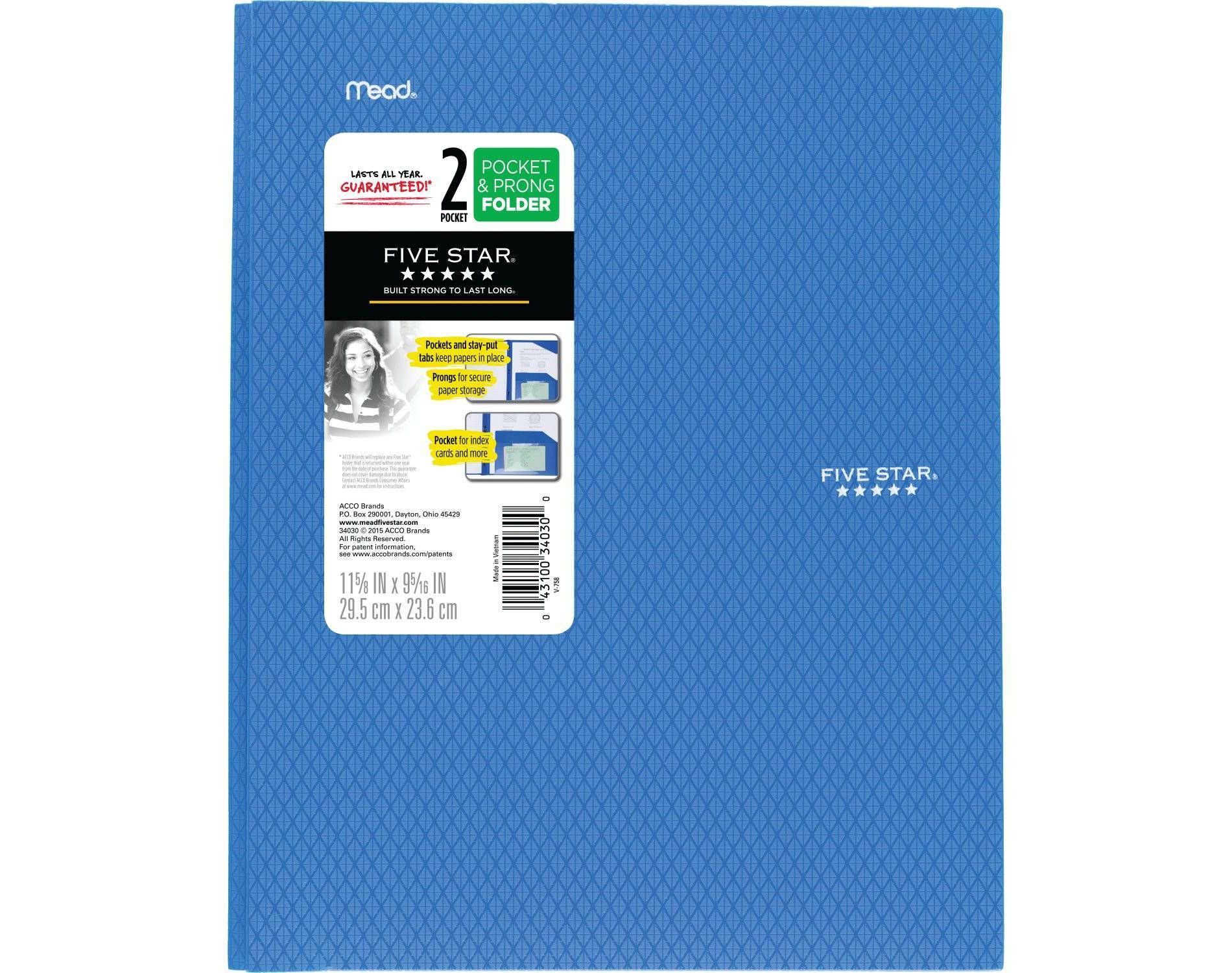 Five Star 2 Pocket Plastic Folder with Prongs (Colors May Vary): Stationery, Multicolor, 25 Sheet Capacity, Internal Pockets